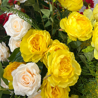 Arrangement de fleurs artificielles de luxe rouge, blanc et jaune de 30 à 70 cm, centre de table de mariage pour la décoration d'événements et de fêtes
