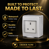 Prise murale IP55 BS étanche en cuivre ABS avec interrupteur 13A 250V Royaume-Uni Nouvelle conception à encliquetage Non-mise à la terre Usage résidentiel