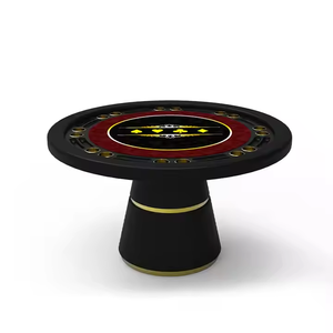 Table de poker Texas Hold'em de luxe avec pieds en bois d'angle Table de jeu ronde nouveau design pour les joueurs de Mahjong - Product Image 4