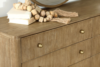 Commode rectangulaire moderne en chêne massif à 6 tiroirs avec panneau MDF pour rangement de chambre