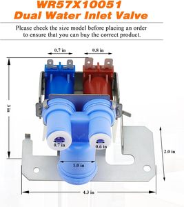 Valve d'eau à double entrée améliorée WR57X10051 pour réfrigérateurs G-E <span class=keywords><strong>Hotpoint</strong></span> Kenmore, remplace WR57X10040 AP3672839 - Product Image 2