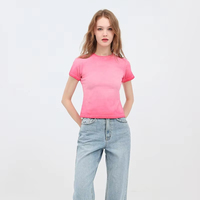 T-shirt da uomo in jersey tinta unita 240g 100% cotone, lavaggio acido, taglio corto, manica corta, girocollo, vestibilità regolare, stile vintage Y2K, casual