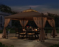Abcovery 3X3.5M Buiten Prieel Tent Pop-Up Luxe Tuin Tuinhuisje Met Klamboe Wasserdicht Paviljoen Gartenpavillon
