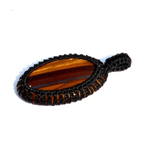 จี้พลอยหลังเบี้ยรูปตาเสือแบบโบฮีเมียนมาคาราเมตพร้อมจี้หินธรรมชาติบำบัดรูปไข่ - Product Image 4