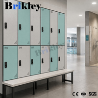Casier de vestiaire Brikley Gym en HPL résistant au feu et à l'eau avec serrure RFID pour vestiaires de salle de sport