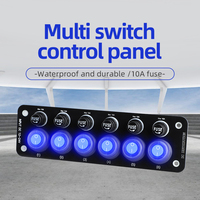 Panneau de commande YOULIANG 6 voies DC12-24V, 182*56mm, étanche, interrupteur à bouton-poussoir marin, fusible 10A, lumière bleue, CE ROHS pour voiture, camping-car