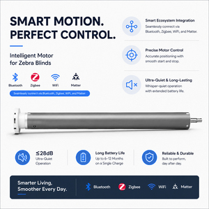 Tende <span class=keywords><strong>a</strong></span> <span class=keywords><strong>Rullo</strong></span> <span class=keywords><strong>Zebra</strong></span> Orizzontali Automatiche di Lusso, Oscuranti e Ignifughe per Finestre Francesi, Modello Giorno e Notte - Product Image 5