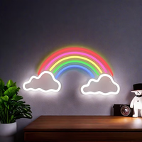 Enseigne néon LED murale en forme de dessin animé mignon (Nœud, Étoile, Nuage, Lune, Flamant rose) pour décoration de chambre à coucher
