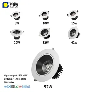 Tuya luminária led embutida de 10w-42w, regulável, rgbw tuya zigbee, para hotel, casa e restaurante