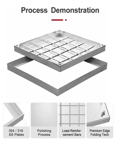 Tapas de alcantarilla invisibles de acero inoxidable 304 316 galvanizado en caliente, personalizadas de fábrica, <span class=keywords><strong>70x70</strong></span> - Product Image 4