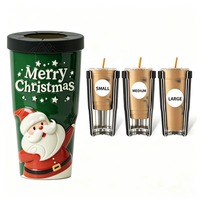 Mug Kopi Perjalanan Terisolasi dengan Pola Kustom 30oz Dekorasi Natal Mug Kopi Perjalanan Portabel Hadiah