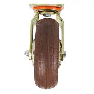 Rotella girevole da 6/8/10 pollici di alta qualità con freno ruota fissa in gomma per impieghi gravosi marrone capacità di carico di 250kg