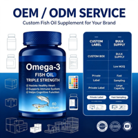Gélules d'huile de poisson oméga-3, triple concentration, 60 unités, complément alimentaire pour le bien-être quotidien