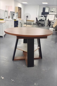 Tavolo <span class=keywords><strong>da</strong></span> <span class=keywords><strong>Pranzo</strong></span> Rotondo in Legno Massello, Diametro 120 cm, Stile Rustico per Casa e Ufficio, Capacità 6 Adulti - Product Image 2