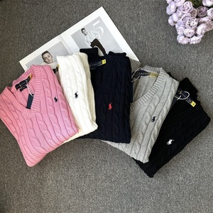 Maglione Classico Autunnale Retrò Grigio con <span class=keywords><strong>Scollo</strong></span> a <span class=keywords><strong>V</strong></span>, Stampa Animalier, Lavorazione a Trecce, Ricamato, in Lana e <span class=keywords><strong>Cotone</strong></span>, Maniche Lunghe - Product Image 3