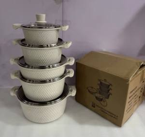 Ensemble de <span class=keywords><strong>cuisine</strong></span> en aluminium antiadhésif 10 pièces 20-32 cm, marmite avec casserole peu profonde, revêtement en granit durable pour cuisinière à gaz - Product Image 4