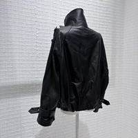 Manteau en cuir pour femme à col oversize, style classique, coupe-vent, double boutonnage, ceinture à la taille, style décontracté quotidien