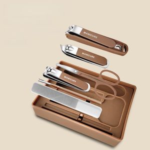 Cortauñas de acero inoxidable antisalpicaduras, kit de 6 piezas, juego de manicura, tijeras, pinzas, lima de uñas, herramientas de cuidado para mujeres y hombres - Product Image 5