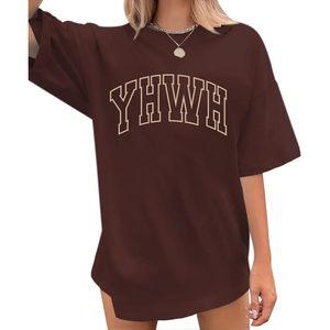 เสื้อยืดโอเวอร์ไซส์ YHWH สำหรับผู้หญิง FOXA ผ้าฝ้าย 100% ระบายอากาศได้ดี สวมใส่สบาย - Product Image 1