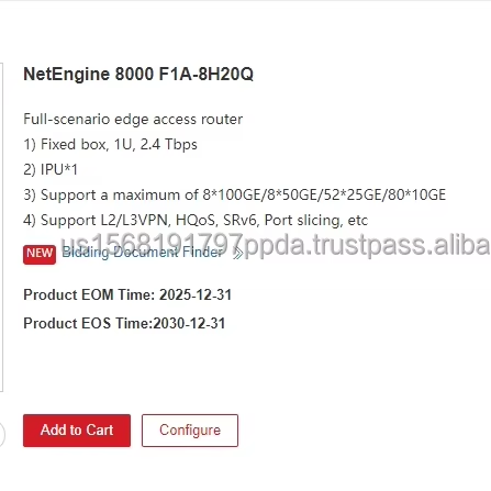 NE8000 F1A-8H20Q 88036QLD CR8S0F1AE1C6 NetEngine 8000 F1 Series 5* port upgrade RTU10GE upg to 25GE Software licenses