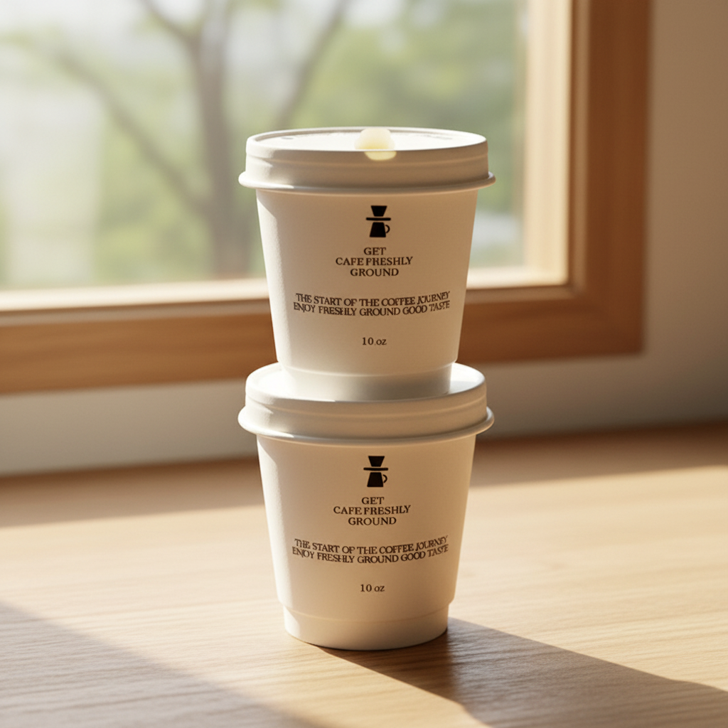 Disposable 330ml Coffee Milk Tea Paperboard Cups Novelty Style with Lid Commercial Takeaway Thickened Hot Drink Packaging 8/10oz