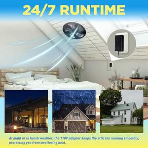 Ventilateur <span class=keywords><strong>d</strong></span>'extraction axial intelligent à énergie solaire 70W pour grenier, écologique, DC24V, <span class=keywords><strong>extracteur</strong></span> de chaleur 2200-2500CMH, <span class=keywords><strong>mural</strong></span> pour camping-car - Product Image 5