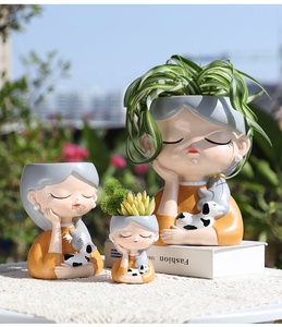 <span class=keywords><strong>Macetas</strong></span> pequeñas de 4 pulgadas Roogo Sweet Girl ojos cerrados <span class=keywords><strong>con</strong></span> estilo de diseñador de mascotas <span class=keywords><strong>macetas</strong></span> de jardín Pe <span class=keywords><strong>macetas</strong></span> de flores de lujo para plantas de interior - Product Image 6