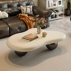 Scandinavian Unieke Witte Crème Centrum Tafel Moderne Woonkamer Creatieve Tafel Houten Salontafel Voor Thuis - Product Image 2