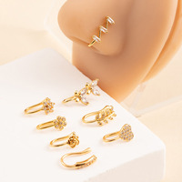 Boucles d'oreilles fines à clipser Freya, anneau de nez en acier inoxydable 316L pour femme, anneau de nez en zircon pour mariage, bijoux de nez plaqués or