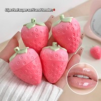 SHAQINUO Baume à lèvres liquide hydratant et soignant aux fraises Bobo, avec pendentif mignon, masque de nuit pour les lèvres