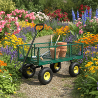 Chariot de chariot à capacité robuste avec côtés en maille amovibles converti en chariot de chariot de jardin en acier utilitaire à plat