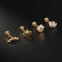 YW G23 titane 16G broche de poussée sans fil Labret Piercing pour les lèvres F136 oreille Cartilage Helix Tragus clou Piercing pour le corps