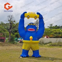 Mascotte gonflable de gorille bleu géant pour scène, modèle de dessin animé pour la publicité
