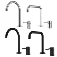 Robinet de lavabo monocommande OEM finition dorée brossée en acier inoxydable 304 mitigeur eau chaude et froide à poser sur comptoir double trou ZY-B105G