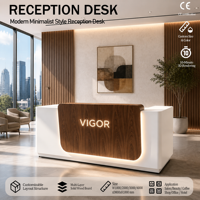 Comptoir de réception minimaliste moderne, personnalisable, pour les réceptions d'entreprises, les halls d'hôtels et les salons de beauté