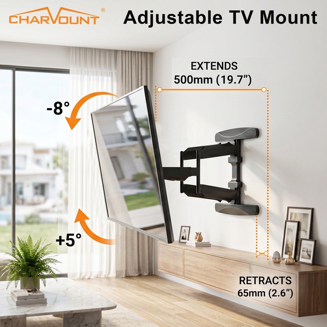 Heavy Duty Full Motion TV Wall Mount Cold Rolled Steel Cantilever Bracket for 40 85 Inch LCD Screen 60kg Load Easy Installation