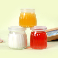 Mini pot en verre pour yaourt, bouteille en verre pour pudding, 50 ml, 100 ml, 200 ml, pot en verre pour pudding avec couvercle