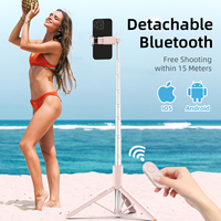 Bâton de selfie tout-en-un 57.48 "extensible et pliable avec télécommande sans fil Support pour smartphone Compatible iPhone Android
