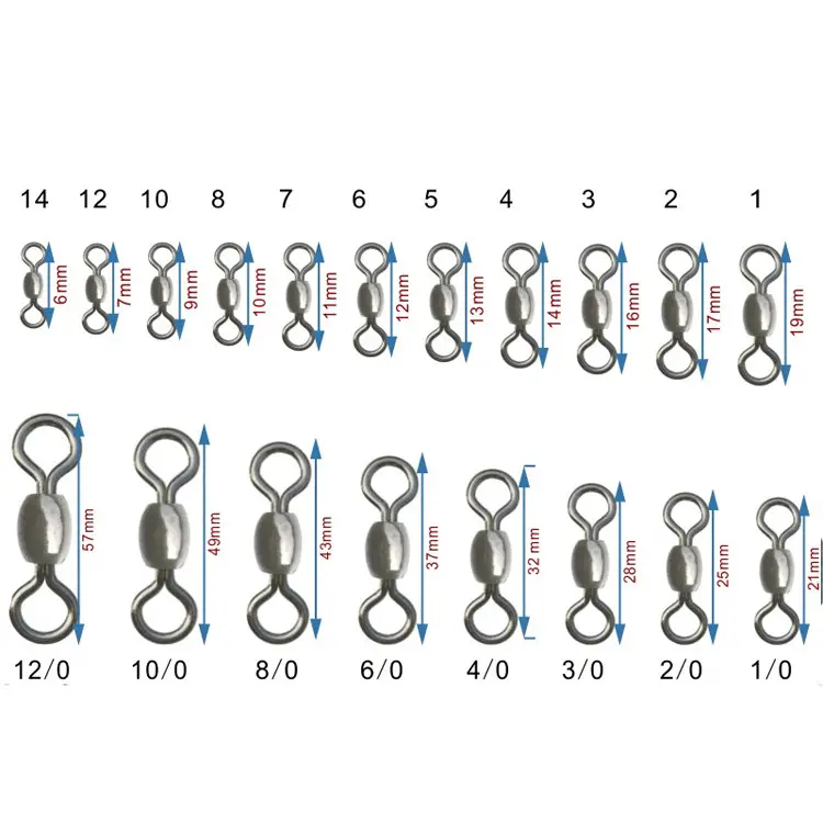 3/0 linea connettore gru girevole acqua salata sfusa girevoli da pesca in acciaio inox per accessori per attrezzatura da pesca