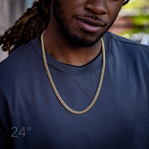 Cadena de Eslabones Cubanos Estilo Miami de 6mm Chapada en Oro Real de 14K, Collar Sólido de Acero Inoxidable <span class=keywords><strong>316L</strong></span> para Hombres y Mujeres (Regalo de Navidad o Cumpleaños) - Product Image 4