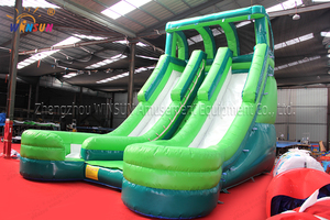 Winsun thương mại trượt nước màu xanh lá cây trẻ em và người lớn trượt bơm hơi thương mại trượt đôi với hai hồ bơi cho thuê - Product Image 6