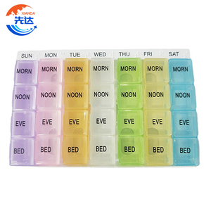 Multicolor Pill box 7 days Medicine Tablets Holder Dispenser Pills Organizer 28 Compartments Plastic Pill Box