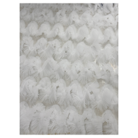 Tissu en tulle floral 3D blanc, épais, doux, ondulé, plissé, tissu en maille pour robe de mariée, tissu de créateur