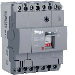 HDA101L ปรับแต่งได้ด้วยเซอร์กิตเบรกเกอร์แบบหล่อขึ้นรูปของ Hagers รุ่น h3 x160 TM 4P 18kA 100A - Product Image 1