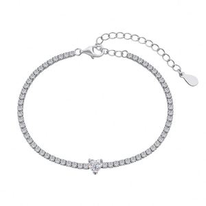Dylam <b>Charm</b> Jewelry Accessories S925 <b>Silver</b> Rhodium Plated 5A Grade Cubic Zirconia Classic Tennis <b>Bracelet</b> for Women - Product Image 1