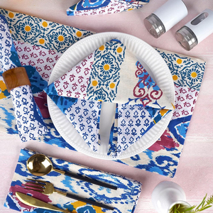 Servilletas de tela de lino bordadas bohemias hechas a mano, duraderas y desechables PARA CENA DE BODA, uso en el hogar o en el Hotel - Product Image 1