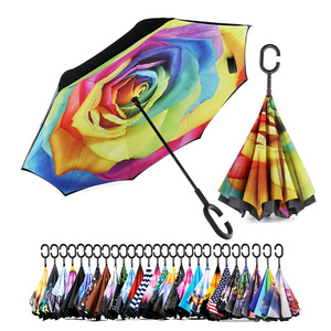 Paraguas Invertido Estético Personalizado con Mango en C, <span class=keywords><strong>Parasol</strong></span> Invertido de Doble Capa Autoportante para Regalo de Identidad de Marca Boutique - Product Image 4