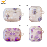 Nouveauté 2026 – Coque transparente personnalisée IMD à motif floral en PC pour Airpods, avec porte-clés, accessoire pour étui d'écouteurs