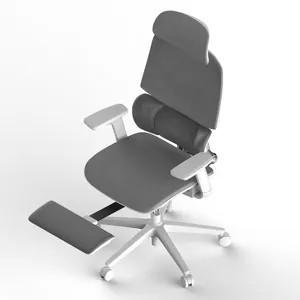 Sedia da ufficio ergonomica girevole con schienale regolabile con struttura in metallo moderno direzionale con poggiatesta e poggiapiedi