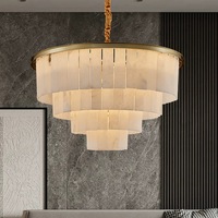 Lustre LED de surface en marbre, style postmoderne français, luxe léger, pour hôtel, salon, salle à manger et chambre, design vintage américain